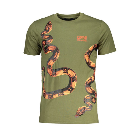 Cavalli Class Green Cotton T-Shirt Cavalli Class