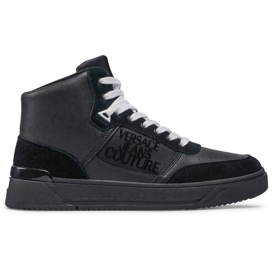 Versace Jeans Black Leather Di Calfskin Sneaker Versace Jeans