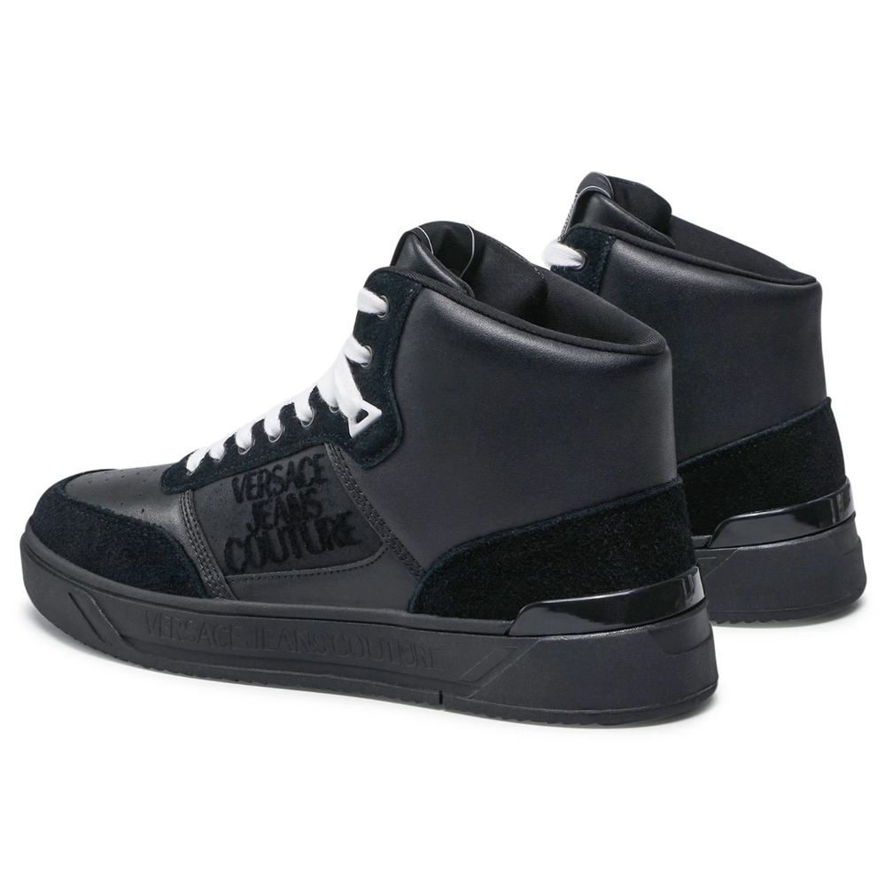 Versace Jeans Black Leather Di Calfskin Sneaker Versace Jeans