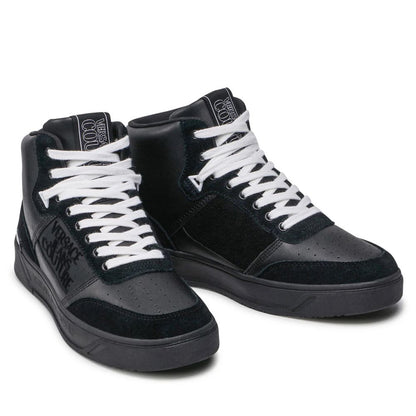 Versace Jeans Black Leather Di Calfskin Sneaker Versace Jeans