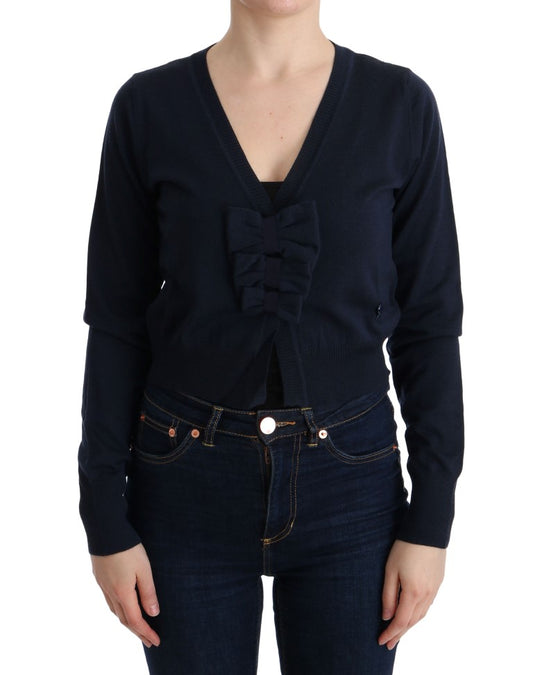 MARGHI LO' Elegant Blue Wool Cardigan Sweater MARGHI LO'