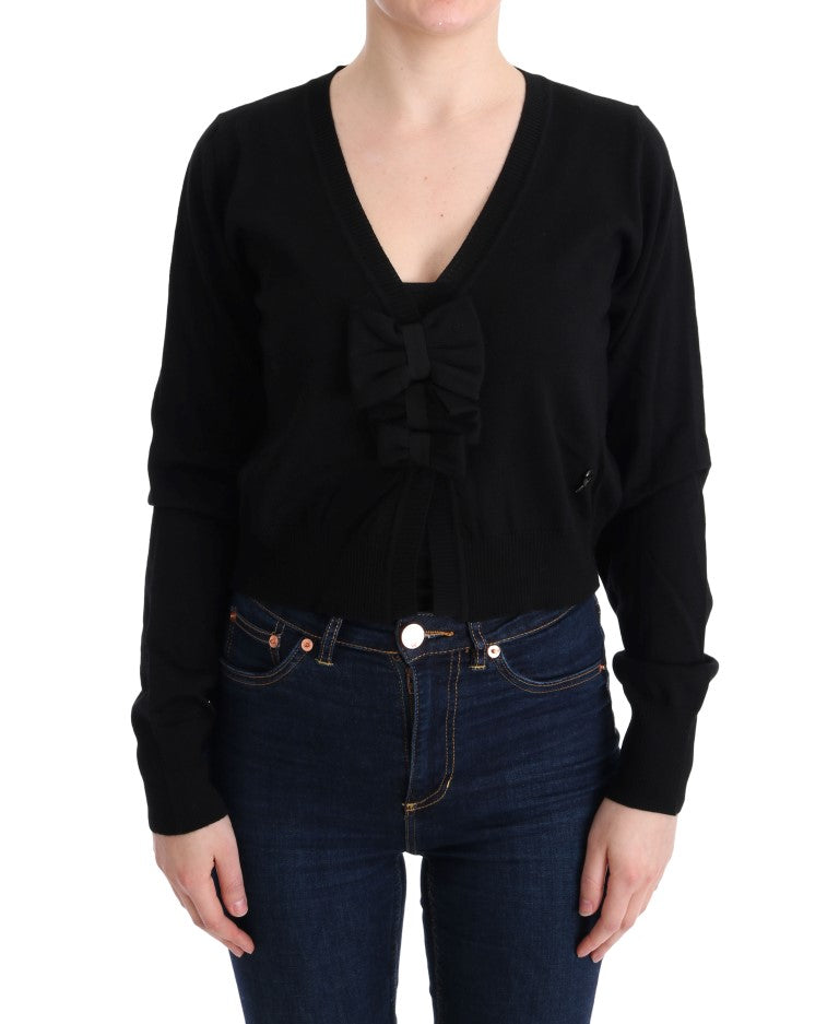 MARGHI LO' Elegant Black Wool Cardigan Sweater MARGHI LO'