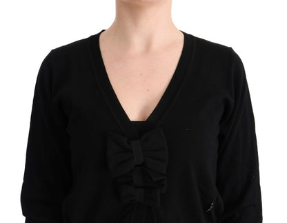 MARGHI LO' Elegant Black Wool Cardigan Sweater MARGHI LO'