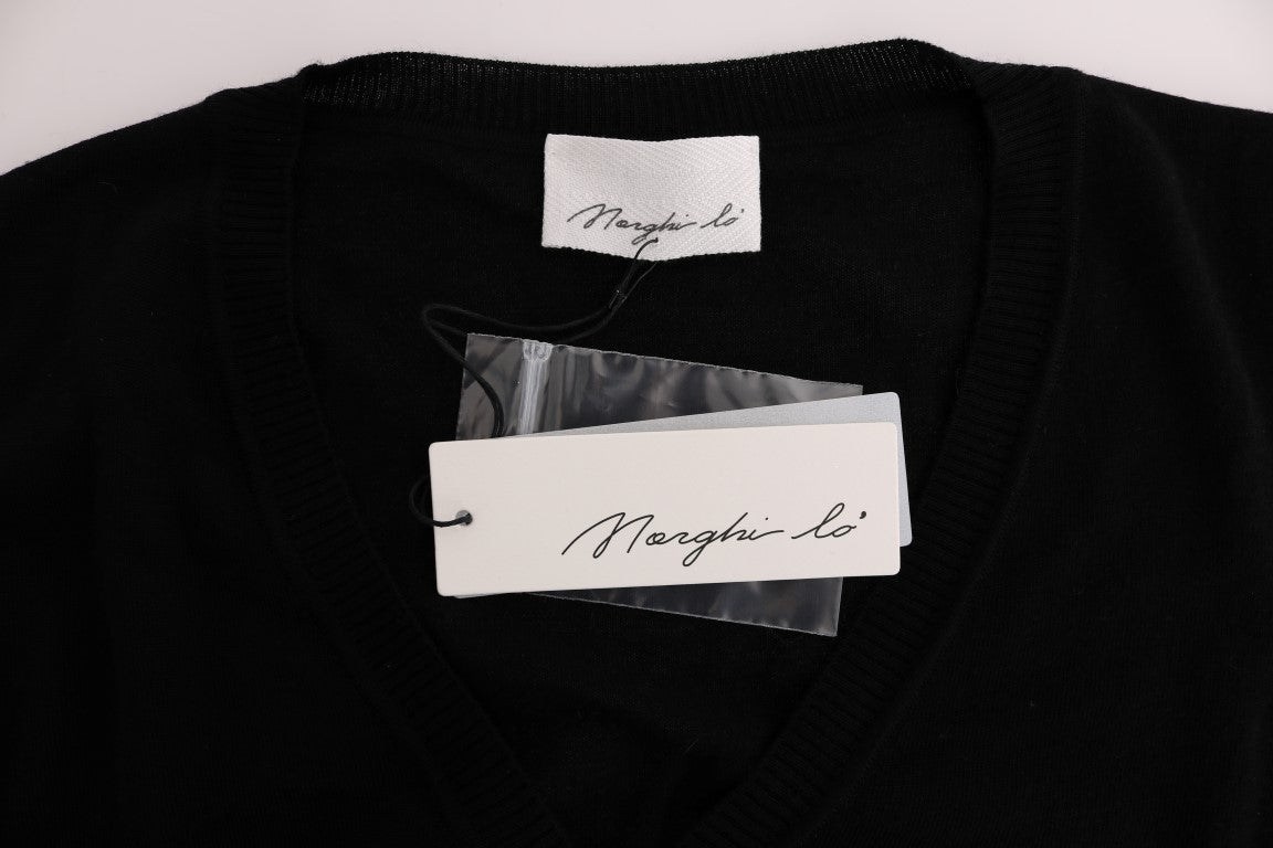 MARGHI LO' Elegant Black Wool Cardigan Sweater MARGHI LO'