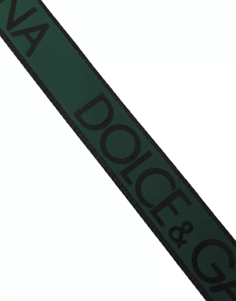 Dolce & Gabbana Black Green Leather Silver Metal Buckle Belt Dolce & Gabbana