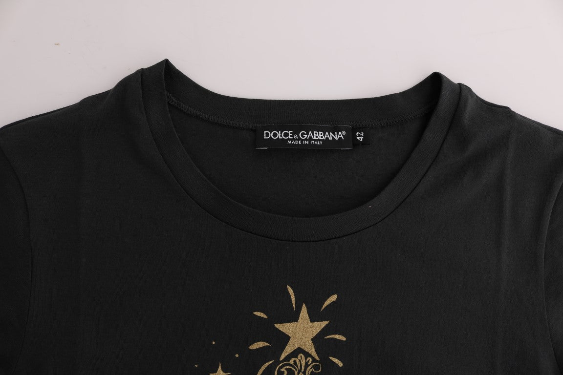 Dolce & Gabbana Elegant Gray Cotton Tee with Exclusive Print Dolce & Gabbana