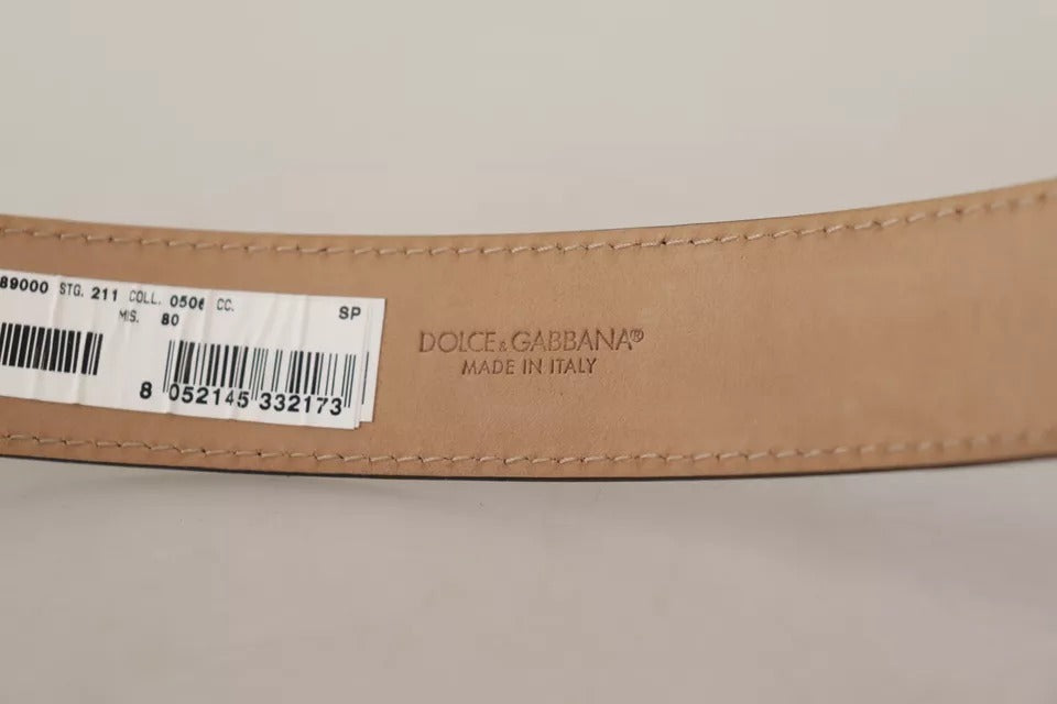 Dolce & Gabbana Black Leather Gold Metal Logo Engraved Buckle Belt Dolce & Gabbana