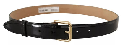 Dolce & Gabbana Black Leather Gold Metal Logo Engraved Buckle Belt Dolce & Gabbana