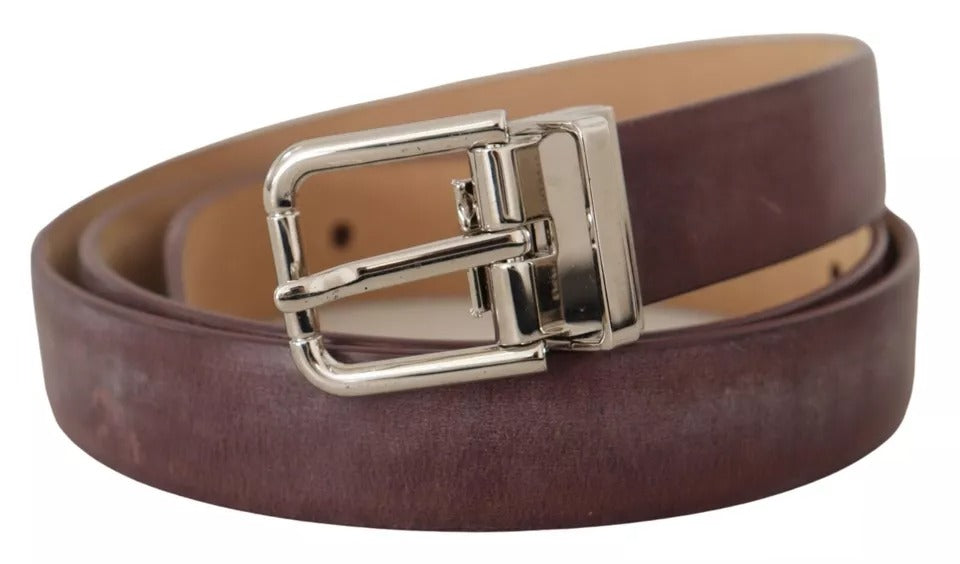 Dolce & Gabbana Brown Classic Leather Silver Logo Metal Buckle Belt Dolce & Gabbana