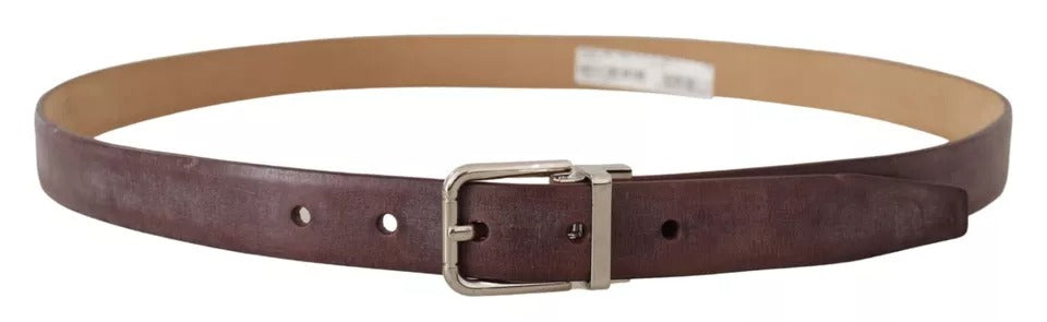 Dolce & Gabbana Brown Classic Leather Silver Logo Metal Buckle Belt Dolce & Gabbana