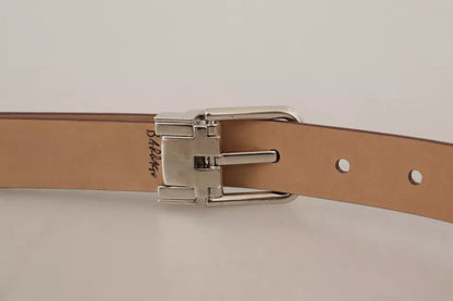 Dolce & Gabbana Brown Classic Leather Silver Logo Metal Buckle Belt Dolce & Gabbana