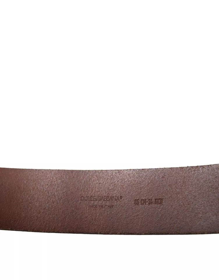 Dolce & Gabbana Brown Leather Gold Metal Buckle Women Belt Dolce & Gabbana