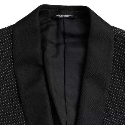 Dolce & Gabbana Black Jacquard MARTINI Single Breasted Coat Blazer Dolce & Gabbana