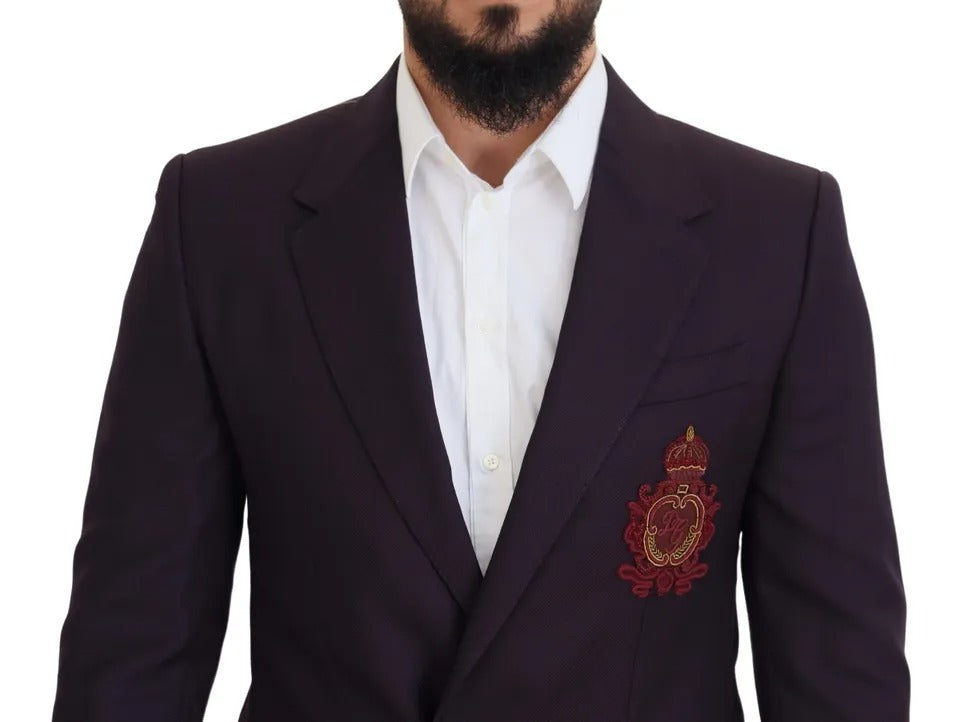 Dolce & Gabbana Purple Logo Single Breasted Wool Blazer Dolce & Gabbana