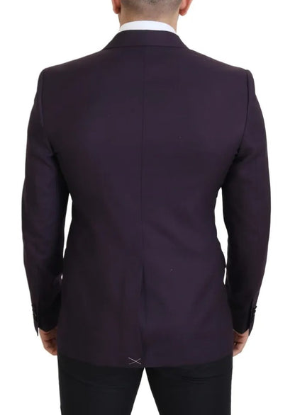 Dolce & Gabbana Purple Logo Single Breasted Wool Blazer Dolce & Gabbana