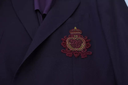 Dolce & Gabbana Purple Logo Single Breasted Wool Blazer Dolce & Gabbana