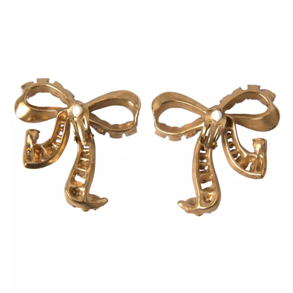 Dolce & Gabbana Gold Brass Pink Clear Crystal Bow Fiocchi Christmas Dolce & Gabbana