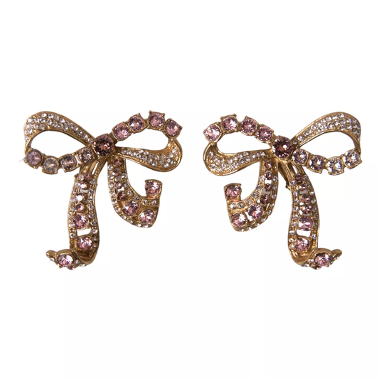 Dolce & Gabbana Gold Brass Pink Clear Crystal Bow Fiocchi Christmas Dolce & Gabbana