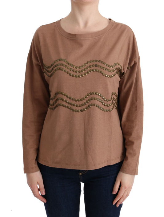 John Galliano Chic Brown Crewneck Cotton Sweater John Galliano