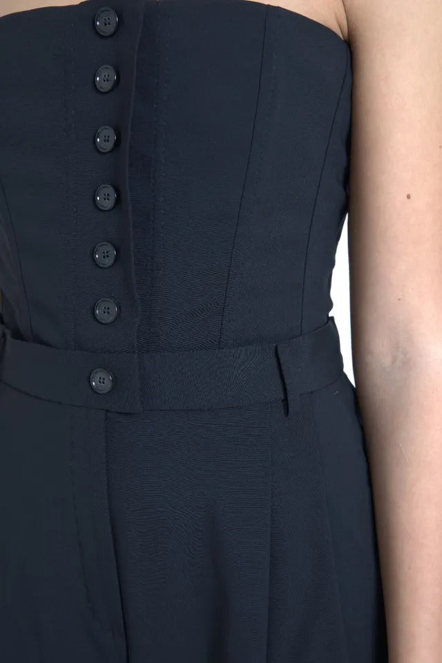 Dolce & Gabbana Black Wool Stretch Strapless Jumpsuit Dress Dolce & Gabbana