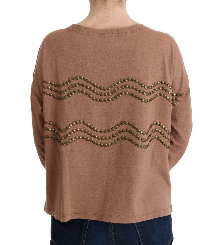 John Galliano Chic Brown Crewneck Cotton Sweater John Galliano