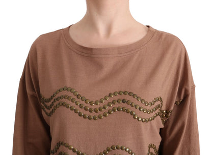 John Galliano Chic Brown Crewneck Cotton Sweater John Galliano