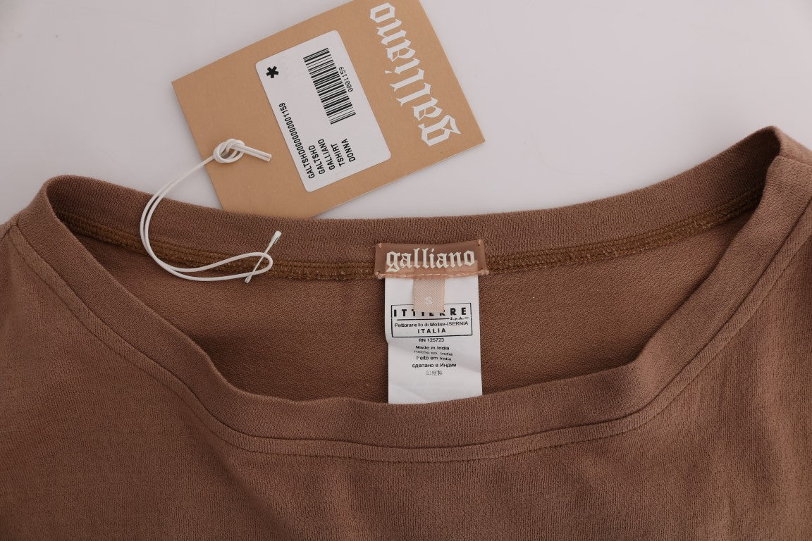 John Galliano Chic Brown Crewneck Cotton Sweater John Galliano