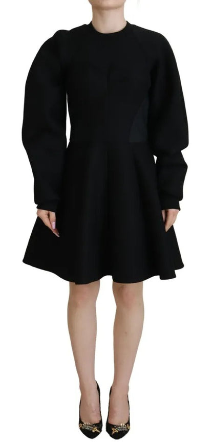 Dolce & Gabbana Cotton Black Long Sleeves A-line Mini Dress Dolce & Gabbana