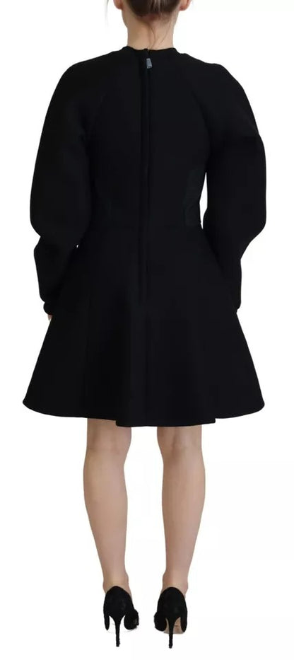 Dolce & Gabbana Cotton Black Long Sleeves A-line Mini Dress Dolce & Gabbana