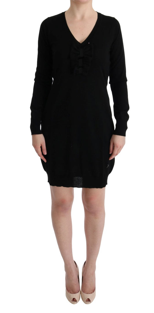 MARGHI LO' Elegant Black Wool Shift Dress MARGHI LO'