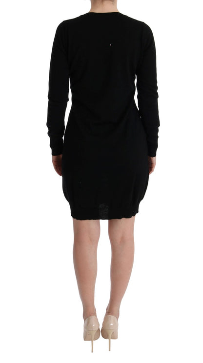 MARGHI LO' Elegant Black Wool Shift Dress MARGHI LO'