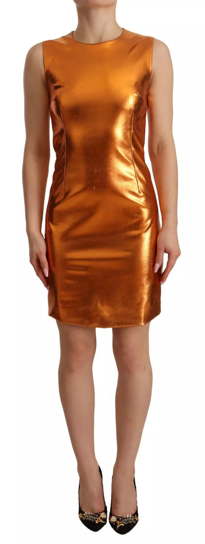 Dolce & Gabbana Metallic Orange Sleeveless Sheath Dress Dolce & Gabbana