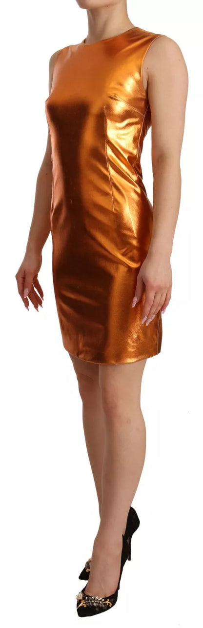 Dolce & Gabbana Metallic Orange Sleeveless Sheath Dress Dolce & Gabbana