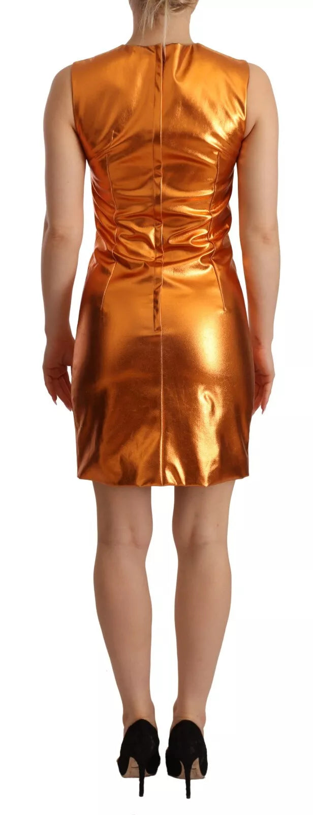 Dolce & Gabbana Metallic Orange Sleeveless Sheath Dress Dolce & Gabbana