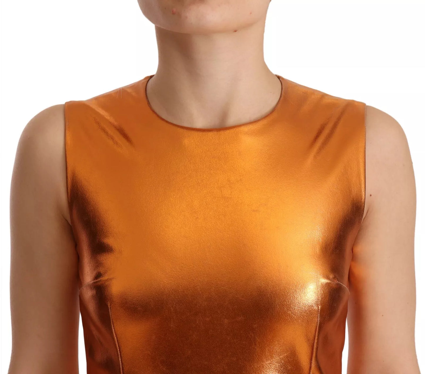 Dolce & Gabbana Metallic Orange Sleeveless Sheath Dress Dolce & Gabbana