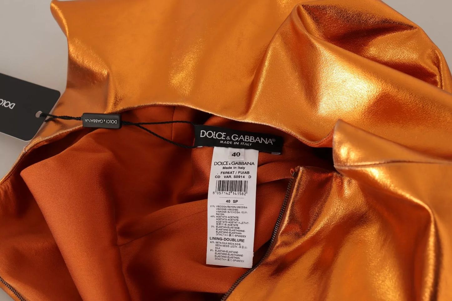 Dolce & Gabbana Metallic Orange Sleeveless Sheath Dress Dolce & Gabbana