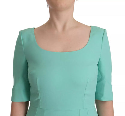 Dolce & Gabbana Mint Green Sheath Square Neckline Midi Dress Dolce & Gabbana