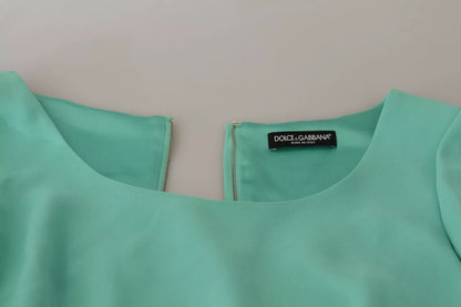 Dolce & Gabbana Mint Green Sheath Square Neckline Midi Dress Dolce & Gabbana