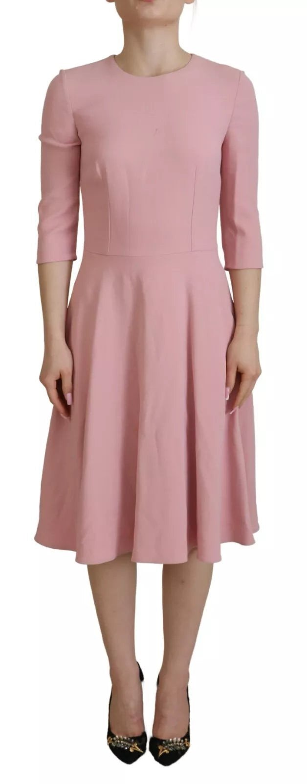 Dolce & Gabbana Pink A-line Flare Viscose 3/4 Sleeves Dress Dolce & Gabbana