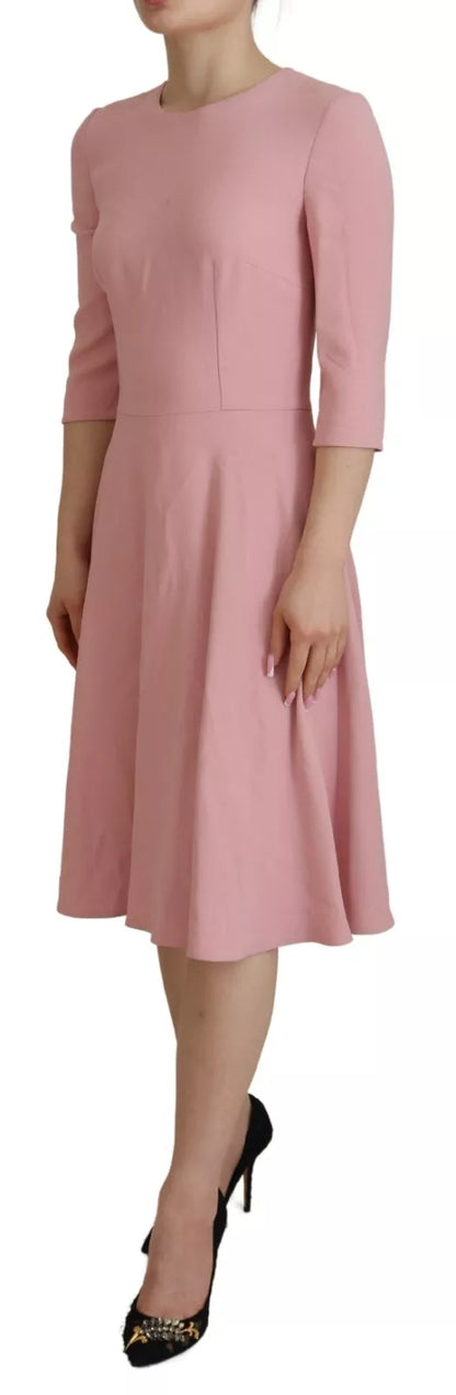 Dolce & Gabbana Pink A-line Flare Viscose 3/4 Sleeves Dress Dolce & Gabbana