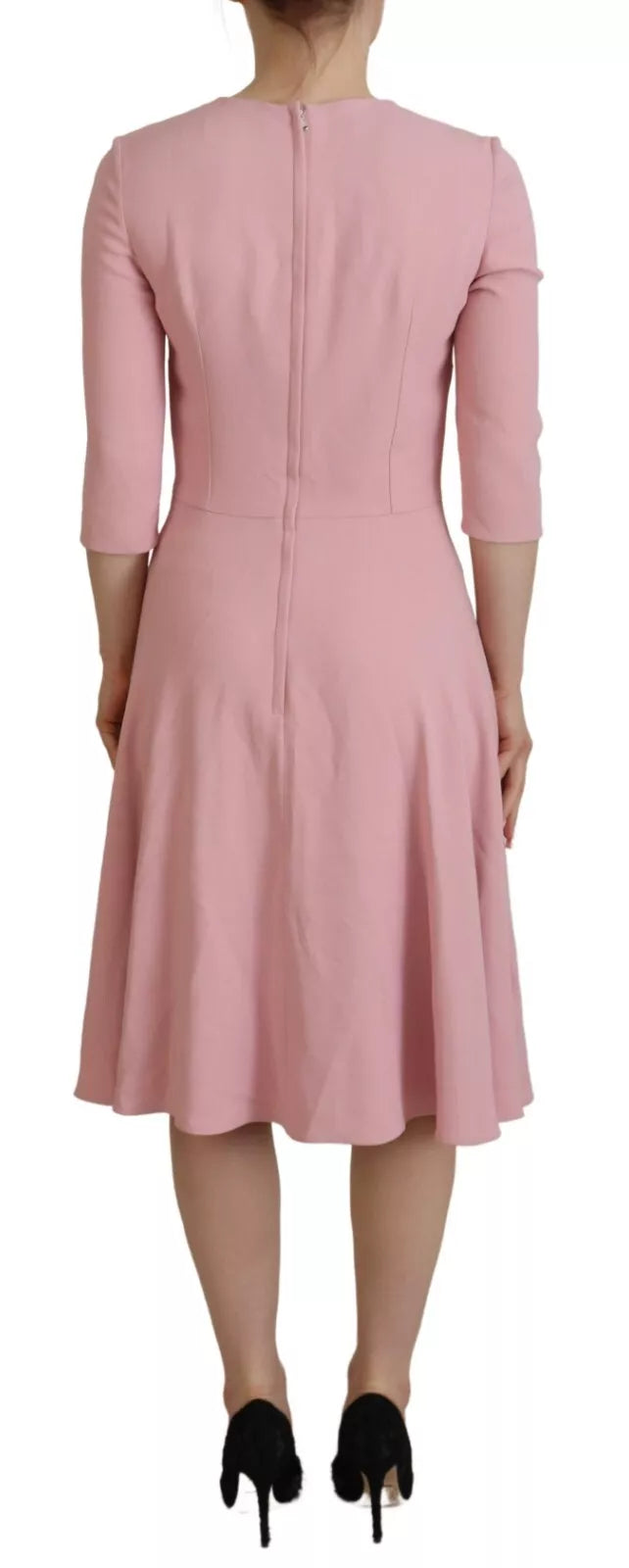 Dolce & Gabbana Pink A-line Flare Viscose 3/4 Sleeves Dress Dolce & Gabbana