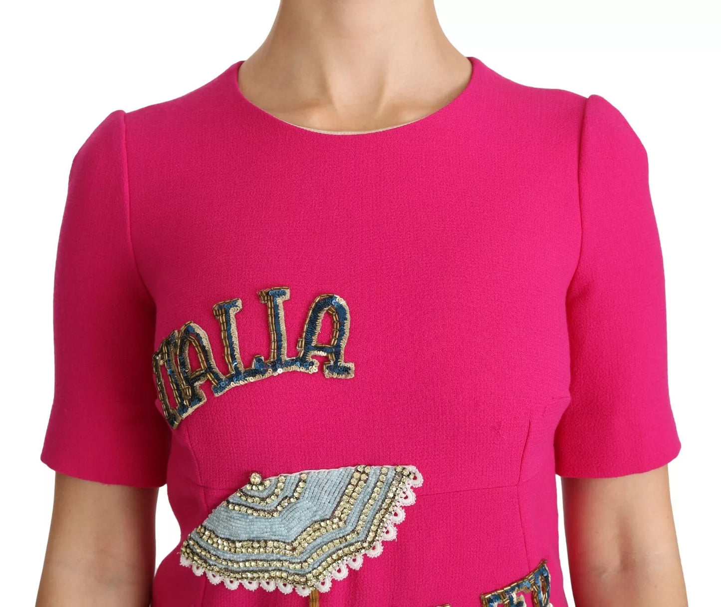 Dolce & Gabbana Pink Italia Forever Crystal Sheath Dress Dolce & Gabbana