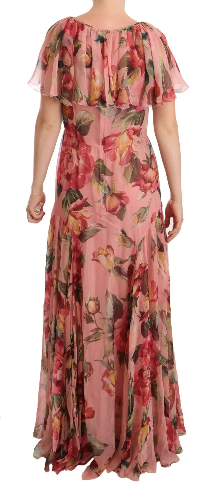 Dolce & Gabbana Pink Silk Floral Print Layered Maxi Dress Dolce & Gabbana