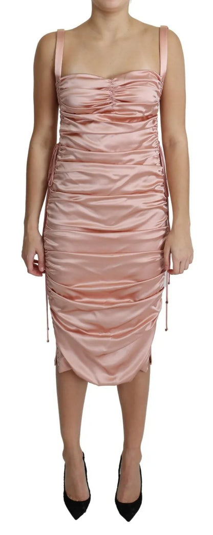 Dolce & Gabbana Pink Spaghetti Strap Bodycon Midi Dress Dolce & Gabbana