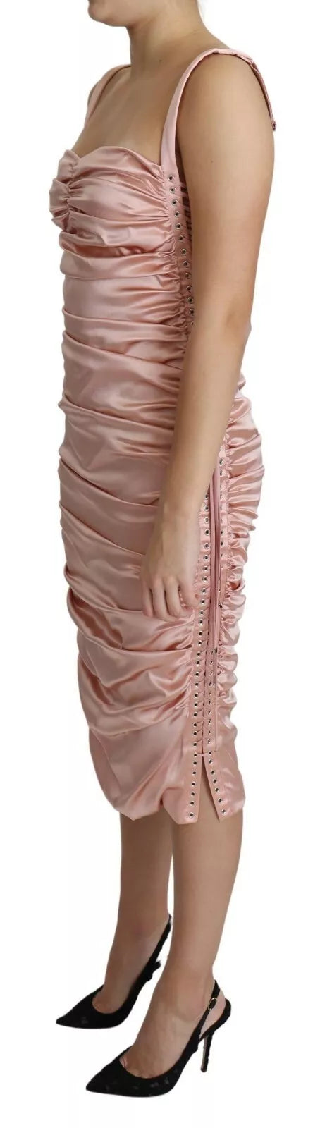 Dolce & Gabbana Pink Spaghetti Strap Bodycon Midi Dress Dolce & Gabbana