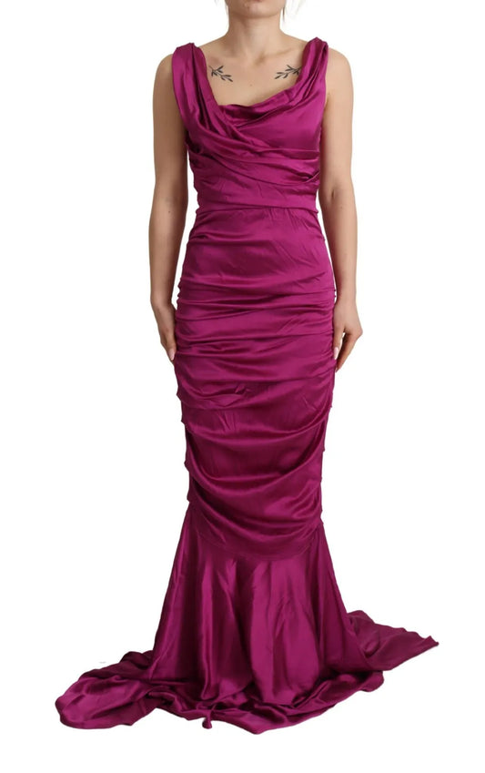 Dolce & Gabbana Sheath Mermaid Fuchsia Silk Stretch Gown Dress Dolce & Gabbana