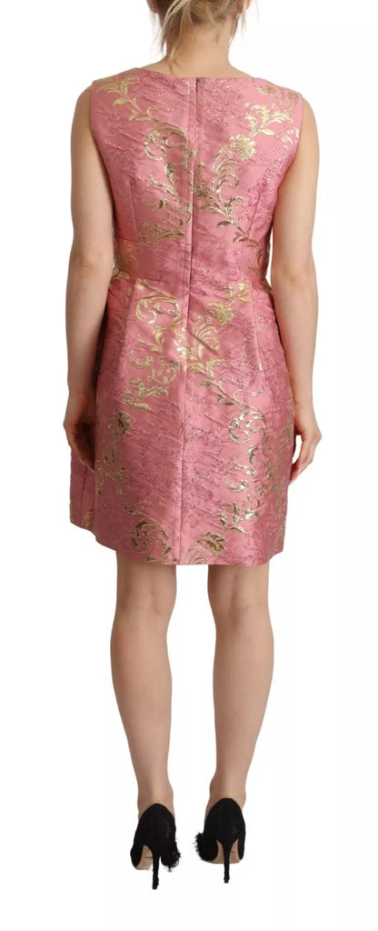 Dolce & Gabbana Sundress Pink Floral Jacquard Sleeveless Mini Dress Dolce & Gabbana