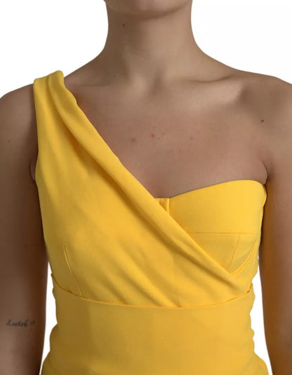 Dolce & Gabbana Yellow One Shoulder Side Slit Midi Dress Dolce & Gabbana