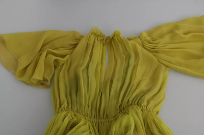 Dolce & Gabbana Yellow Shift A-line Silk Gown Dress Dolce & Gabbana