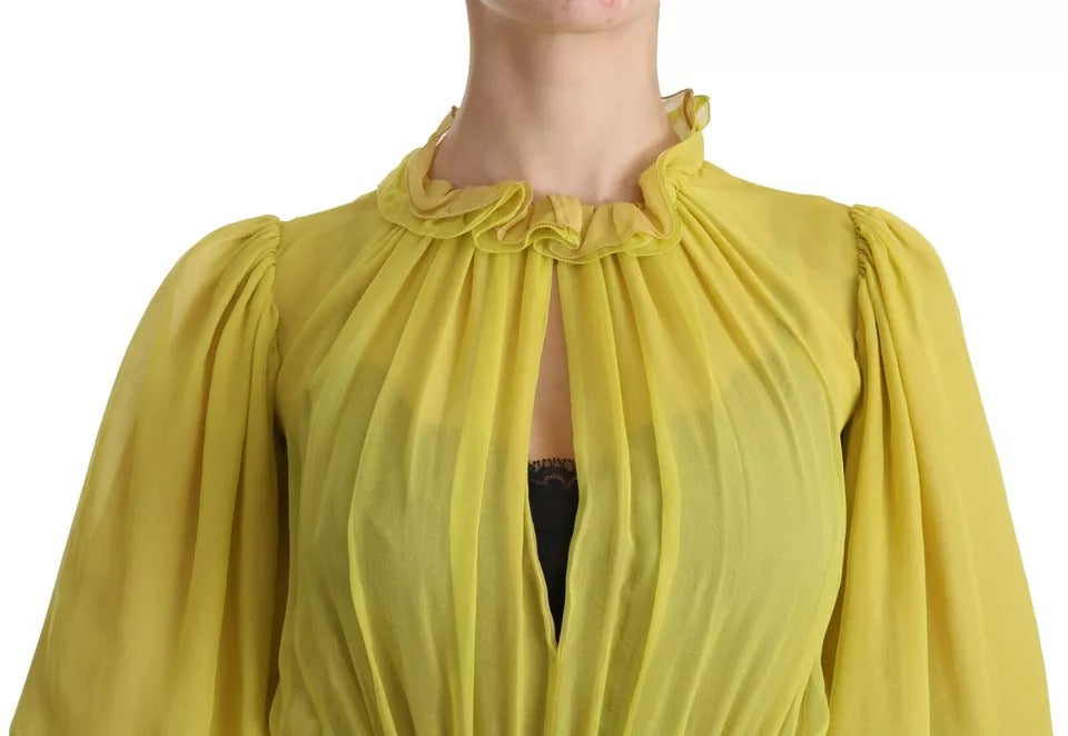 Dolce & Gabbana Yellow Shift A-line Silk Gown Dress Dolce & Gabbana